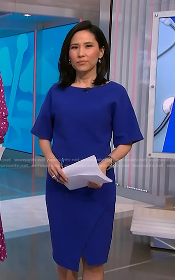 Vicky's blue wrap hem dress on NBC News Daily