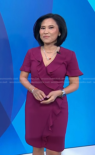 Vicky's burgundy ruffle dress on Today