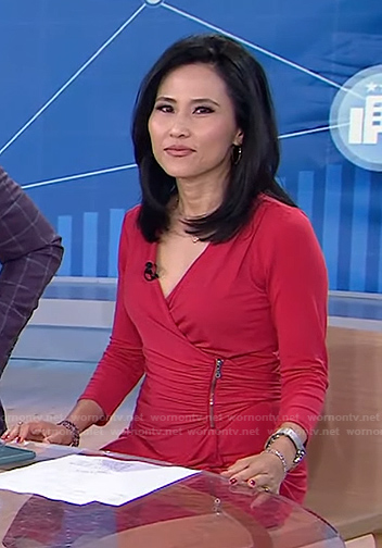 Vicky's red zip waist wrap dress on Today