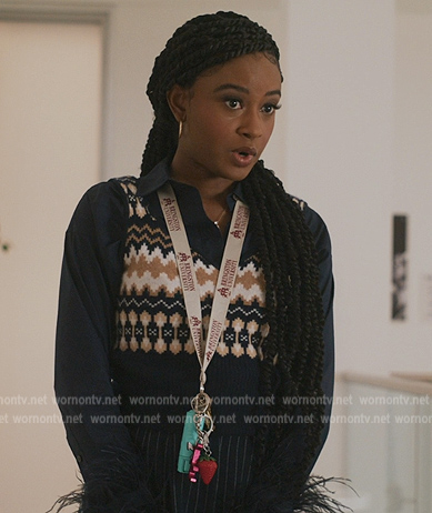 Wilinda's fairisle vest and blouse on All American Homecoming