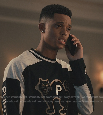 Will's black cat embroidered shirt on Bel-Air
