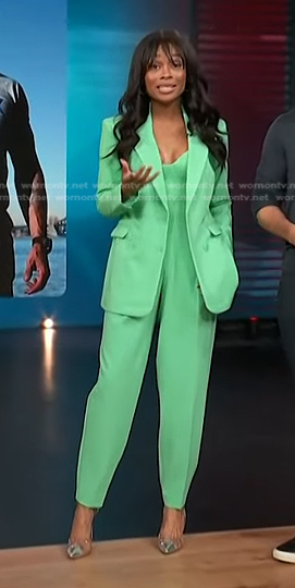 Zuri's mint green suit on Access Hollywood