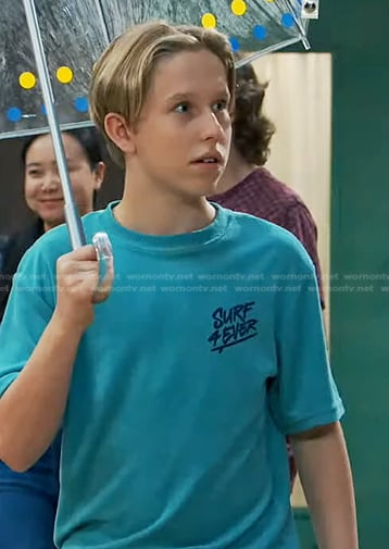 Jake's blue Surf 4Ever tee on Bunkd