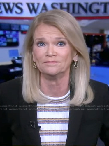 Martha Raddatz's white striped ribbed top on Good Morning America