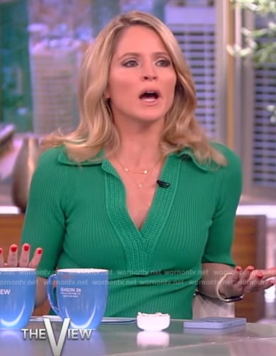 Sara's green knit v-neck dress on The View