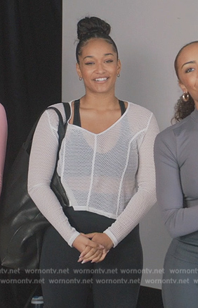 White mesh crop top on All American Homecoming