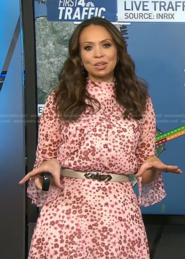 Adelle's pink floral bell sleeve dress on Today