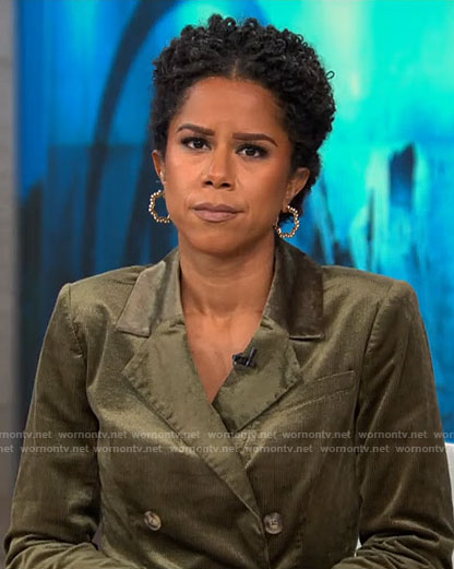 Adriana Diaz's green corduroy blazer on CBS Mornings