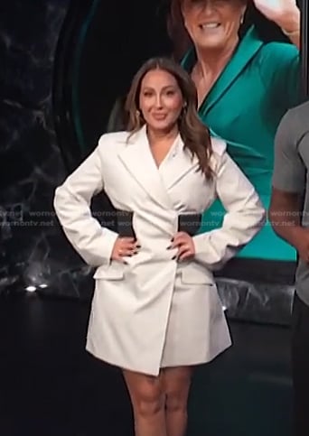 Adrienne’s white blazer dress on E! News