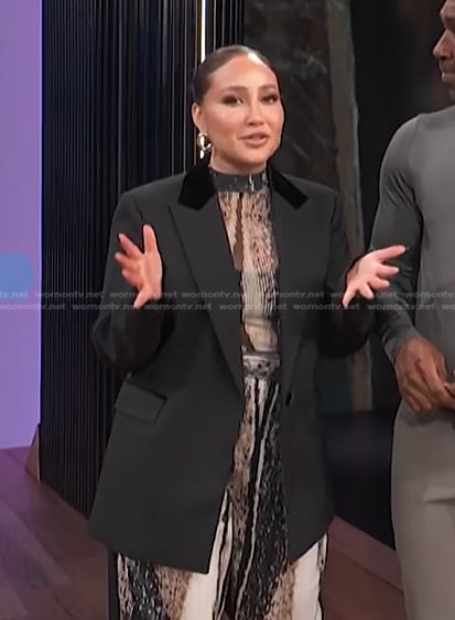 Adrienne’s black blazer on E! News