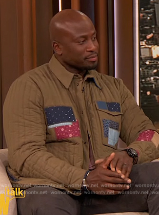 Akbar's green patch jacket on The Drew Barrymore Show