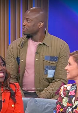 Akbar Gbaja-Biamila's quilted patch jacket on CBS Mornings
