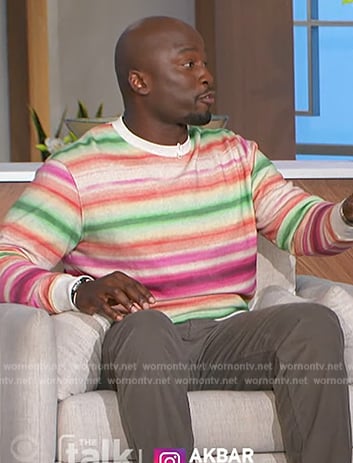 Akbar's striped sweatshirt on The Talk
