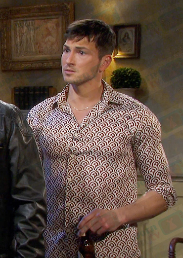 Alex's white and brown printed shirt on Days of our Lives