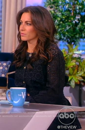 Alyssa's black eyelet peplum jacket on The View