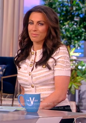 Alyssa's zebra stripe metallic cardigan on The View