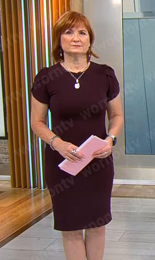 Anna Werner's burgundy sheath dress on CBS Mornings