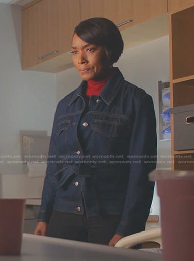 Athena's belted denim jacket on 9-1-1