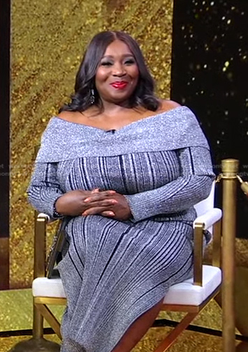 Bevy Smith's grey off-shoulder dress on Good Morning America