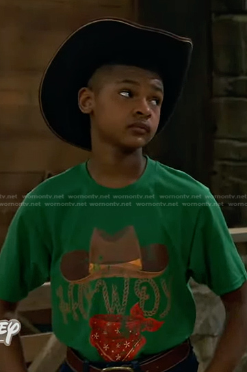 Bill's green cowboy hat print tee on Bunkd