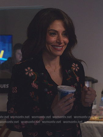 Billie's black floral embroidered Jacket on Sex/Life