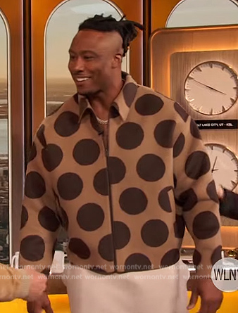 Brandon Marshall's brown polka dot jacket on The Drew Barrymore Show