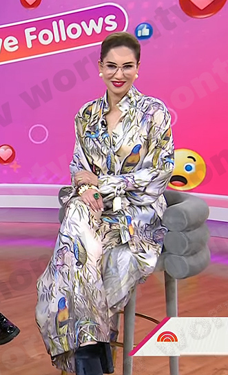 Carla Rockmore's bird print blouse and pants on Today