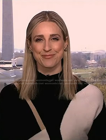 Carol Lee's black colorblock sweater on NBC News Daily