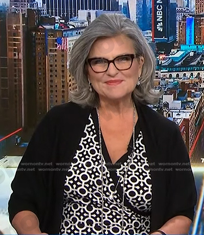 Cynthia McFadden's geometric print wrap dress on NBC News Daily