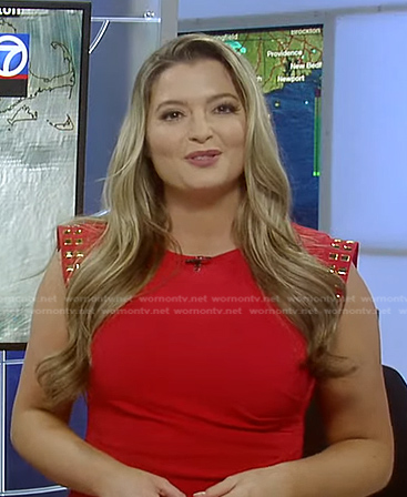 Dani Beckstrom's red studded dress on Good Morning America