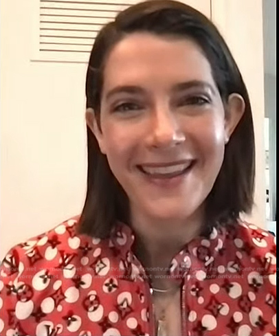 Daryn Carp's red polka dot jacket on NBC News Daily