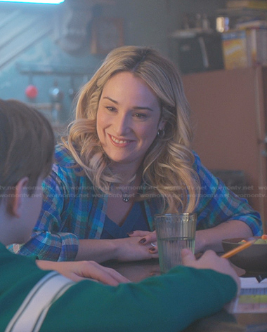 Davia’s blue plaid shirt on Good Trouble