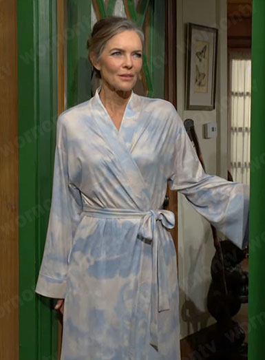 Diane's sky print robe on The Young and the Restless