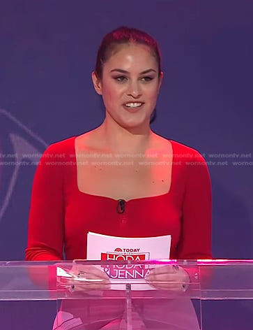 Donna's red square-neck top on Today