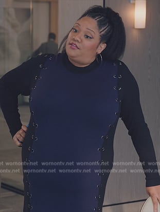 Dori's colorblock lace-up dress on American Auto