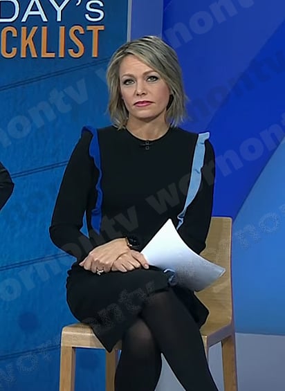 Dylan's black ruffle trim dress on Today