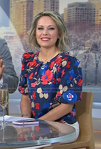 Dylan's blue floral puff sleeve top on Today