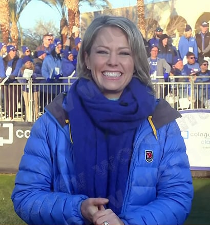 Dylan's blue hooded down jacket on Today