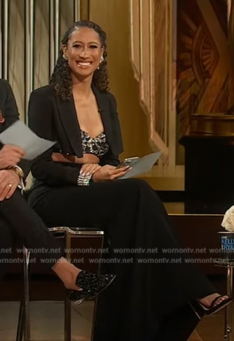 Elaine Welteroth's black cropped jacket on Live with Kelly and Ryan