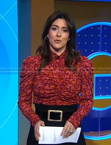 Erielle's red floral ruched top on Good Morning America