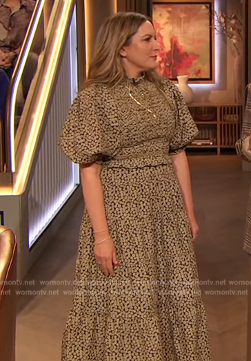 Eve Rodsky's floral puff sleeve dress on The Drew Barrymore Show