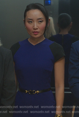 Francesca's blue two-tone sheath dress on Sex/Life