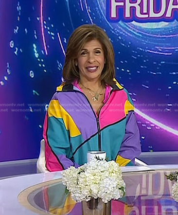 Hoda's retro colorblock zip jacket on Today