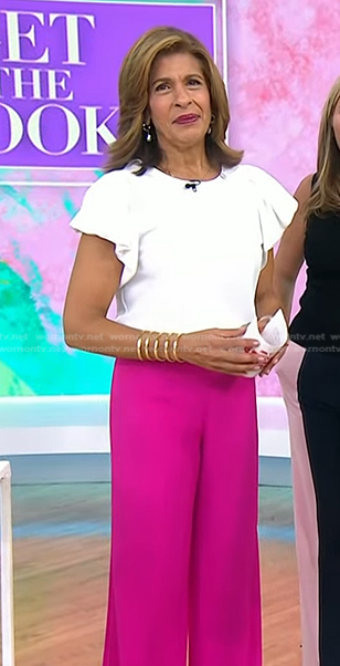 Hoda's white top and pink wide-leg pants on Today