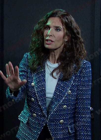 Hope's blue tweed blazer on Days of our Lives