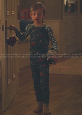 Hudson's dragon print pajamas on Sex/Life