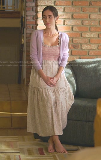 Isabella's floral smocked midi dress on Good Trouble
