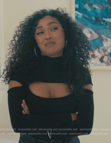 Jackie's black cutout sweater on Bel-Air