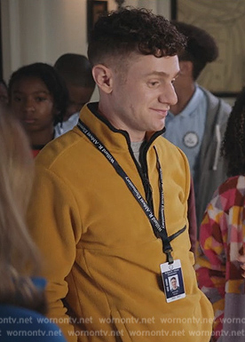 Jacob's yellow fleece sweater on Abbott Elementary