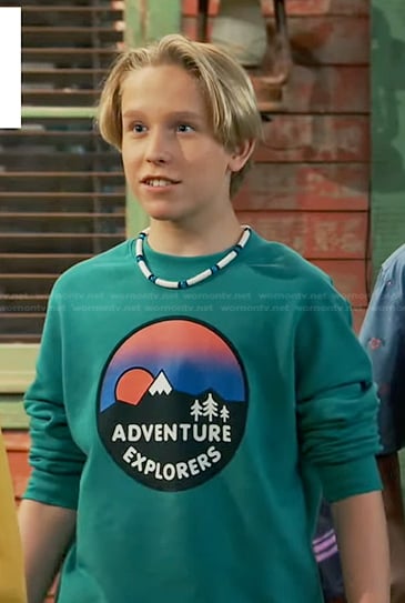 Jake's green adventure print sweatshirt on Bunkd